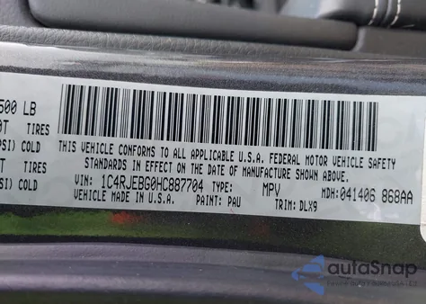 2017 Jeep Grand Cherokee Limited 4X2 from USA, damaged, VIN 1C4RJEBG0HC887704